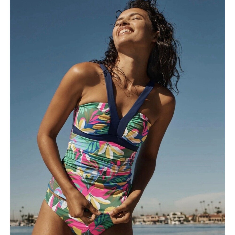 Boden Corsica Halter Neck One-piece Swimsuit Floral Print 6R